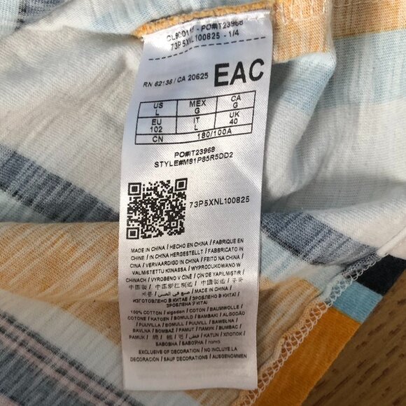 GUESS (Size L) Multi-Color Yellow Striped T-Shirt - Picture 6 of 6